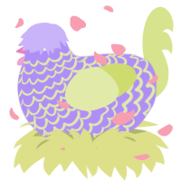 Fleur, a lilac and lemon chicken with a lace pattern