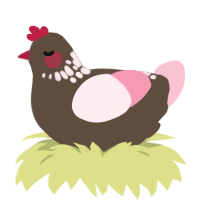 A bark and rose chicken with a neck-speckle pattern