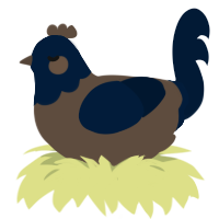 A bark and tumblr chicken with a head pattern