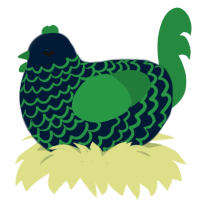 A tumblr and viridian chicken with a lace pattern