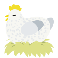 A white and mist chicken with a speckle pattern