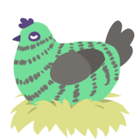a, a spring and grey chicken with a bar pattern