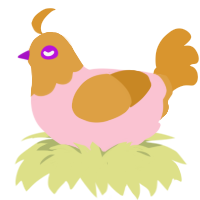 joye-shaped rock, a rose and orange chicken with a head pattern
