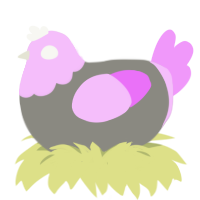 Dusty, a ash and lavender chicken with a head pattern