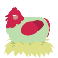 A gluppy and crimson chicken with a head pattern