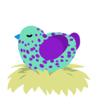 HARBRINGER OF DOOM, a mint and violet chicken with a speckle pattern