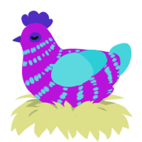 Berry Blossom, a amethyst and aqua chicken with a bar pattern