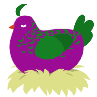 Merry, a plum and leaf chicken with a half-lace pattern