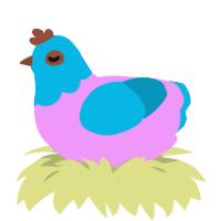 Jelly, a lavender and cerulean chicken with a head pattern