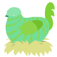 A spring and grass chicken with a bar pattern