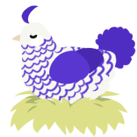 (unnamed), a white and indigo chicken with a lace pattern