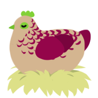 Ura, a beige and maroon chicken with a half-lace pattern