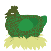 Grass, a olive and viridian chicken with a double-lace pattern