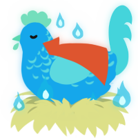 A sky and aqua chicken with a half-lace pattern