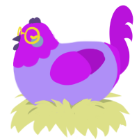 Medicine, a lilac and amethyst chicken with a head pattern