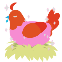 simeon saint, a pink and vermilion chicken with a head pattern