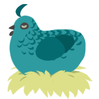 A aqua and teal chicken with a half-lace pattern