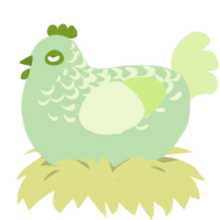 A gluppy and apple chicken with a half-lace pattern