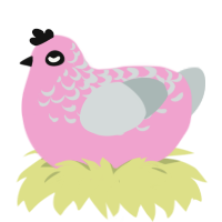 A pink and silver chicken with a half-lace pattern