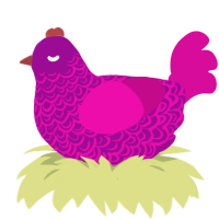 Magenta, a plum and fuchsia chicken with a double-lace pattern