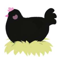 A black chicken with a lace pattern
