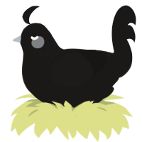 A sable chicken with a neck-speckle pattern