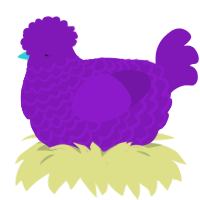 A violet chicken with a lace pattern