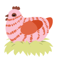 A rose and vermilion chicken with a bar pattern