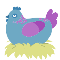 Iapetus, a sky and amethyst chicken with a neck-speckle pattern
