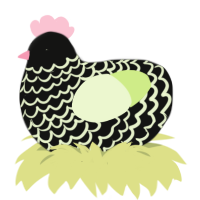 A black and apple chicken with a lace pattern