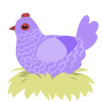 A lilac chicken with a lace pattern