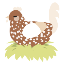 A brown and cream chicken with a speckle pattern