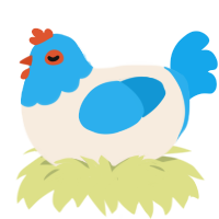 Eggbody, a cream and sky chicken with a head pattern