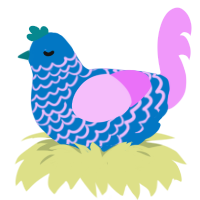 A sapphire and lavender chicken with a lace pattern