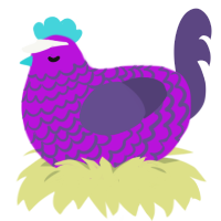 A amethyst and overcast chicken with a lace pattern