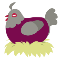A wine and ash chicken with a head pattern