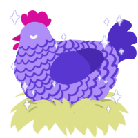 divken, a lilac and indigo chicken with a lace pattern
