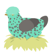 Coveted Office Pen, a mint and grey chicken with a speckle pattern