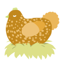 A ochre and honey chicken with a speckle pattern