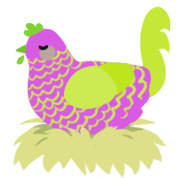A orchid and lime chicken with a lace pattern