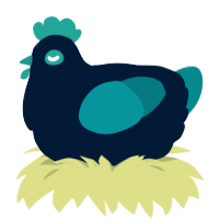 A tumblr and teal chicken