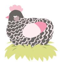 A grey and rose chicken with a lace pattern