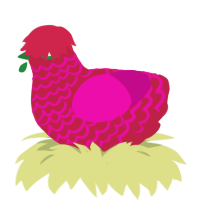 Fuchsia, a crimson and fuchsia chicken with a lace pattern