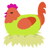 grapefruit, a lime and vermilion chicken with a head pattern