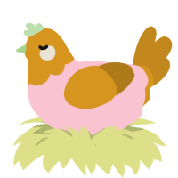 A rose and ochre chicken with a head pattern