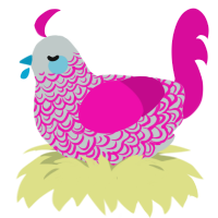 Trans Portation, a silver and fuchsia chicken with a double-lace pattern