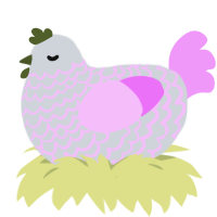 A mist and lavender chicken with a lace pattern