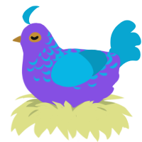 A blurple and cerulean chicken with a half-lace pattern