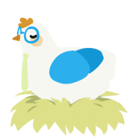 Duke, a white and sky chicken