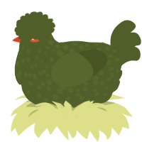 A olive chicken with a speckle pattern